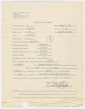 Primary view of object titled '[Certificate of Payment from Carl Stautz to Lutheran Concordia College for J. M. Odom]'.