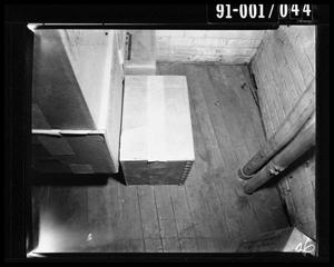 Primary view of object titled '[Boxes in the Texas School Book Depository [Negative]]'.