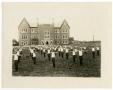 Photograph: 1923-'24 Group Training Exercises in the Quad with Dog