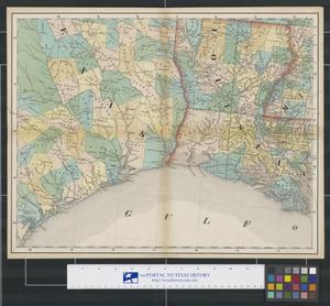 Primary view of object titled '[Map of Southeast Texas, Louisiana, and Western Mississippi]'.