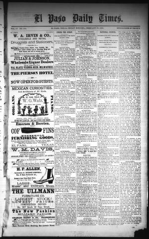 Primary view of object titled 'El Paso Daily Times. (El Paso, Tex.), Vol. 4, No. 270, Ed. 1 Friday, February 27, 1885'.