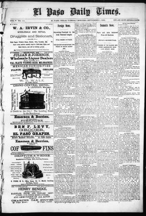 Primary view of object titled 'El Paso Daily Times. (El Paso, Tex.), Vol. 5, No. 115, Ed. 1 Tuesday, September 1, 1885'.