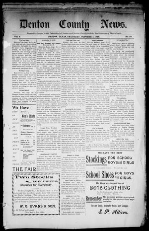 Primary view of object titled 'Denton County News. (Denton, Tex.), Vol. 5, No. 22, Ed. 1 Thursday, October 1, 1896'.