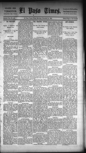 Primary view of object titled 'El Paso Times. (El Paso, Tex.), Vol. Seventh Year, No. 306, Ed. 1 Friday, December 30, 1887'.