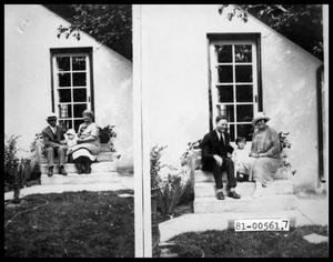 Primary view of object titled 'Grandparents and Virginia Lee on Back Steps; Parents and Virginia Lee on Back Steps'.