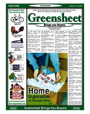 Primary view of object titled 'Greensheet (Houston, Tex.), Vol. 37, No. 596, Ed. 1 Thursday, January 18, 2007'.