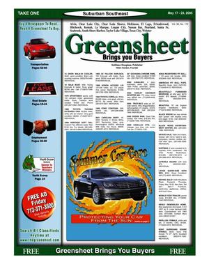 Primary view of object titled 'Greensheet (Houston, Tex.), Vol. 36, No. 170, Ed. 1 Tuesday, May 17, 2005'.