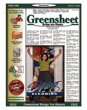 Primary view of object titled 'Greensheet (Houston, Tex.), Vol. 35, No. 626, Ed. 1 Thursday, March 24, 2005'.