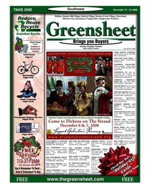 Primary view of object titled 'Greensheet (Houston, Tex.), Vol. 39, No. 488, Ed. 1 Thursday, November 13, 2008'.