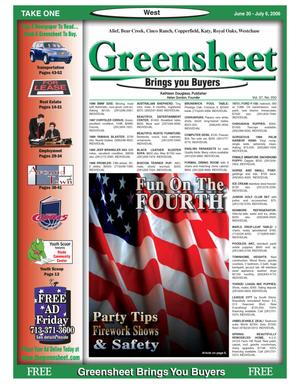 Primary view of object titled 'Greensheet (Houston, Tex.), Vol. 37, No. 250, Ed. 1 Friday, June 30, 2006'.