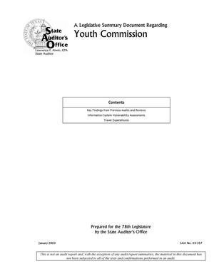 Primary view of object titled 'A Legislative Summary Document Regarding Youth Commission'.