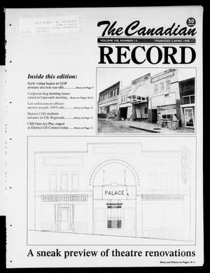 Primary view of object titled 'The Canadian Record (Canadian, Tex.), Vol. 108, No. 14, Ed. 1 Thursday, April 2, 1998'.
