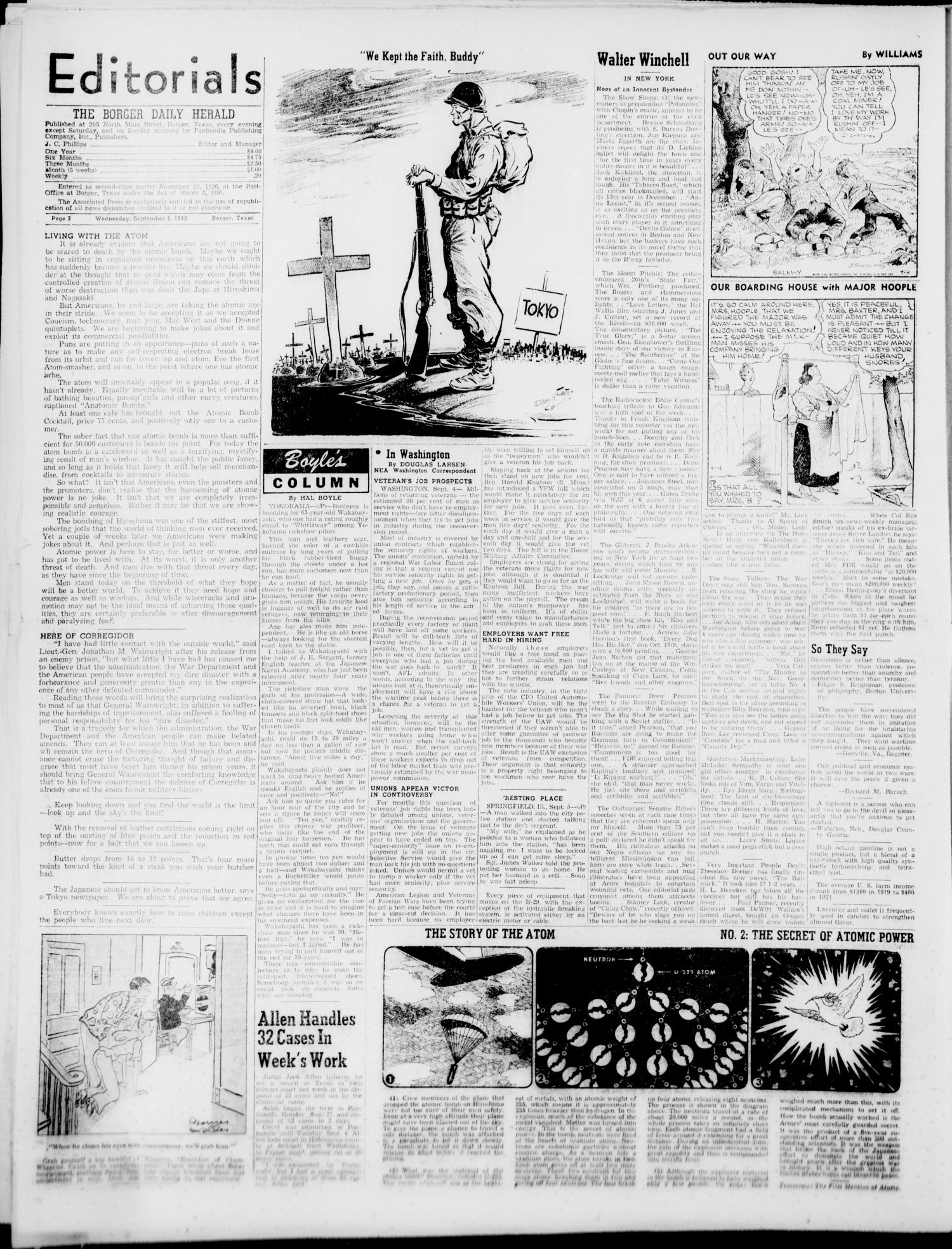 Borger Daily Herald (Borger, Tex.), Vol. 19, No. 244, Ed. 1 Wednesday, September 5, 1945
                                                
                                                    [Sequence #]: 2 of 8
                                                