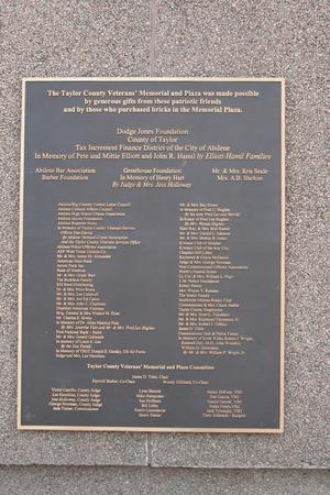 Primary view of object titled 'Taylor County Veterans Memorial and Plaza plaque'.