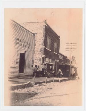 Primary view of object titled '[Photograph of Palo Pinto's Main Street Storefronts and Post Office]'.