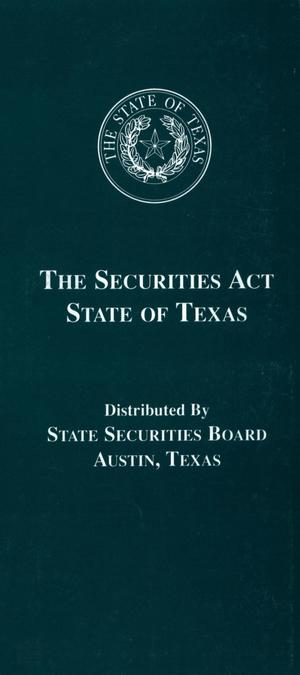 Primary view of object titled 'The Securities Act, State of Texas'.
