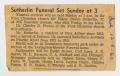 Thumbnail image of item number 1 in: '[Clipping: Sutherlin Funeral Set Sunday at 3]'.