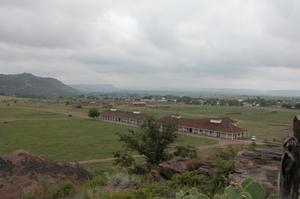 Primary view of object titled 'Fort Davis, view of barracks from scenic hiking trail'.