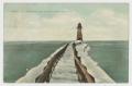 Primary view of [Postcard of Lighthouse and Pier in Solus Bay]