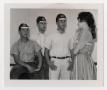 Photograph: [Photograph of Three Freshmen and a Woman]