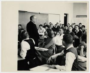 Primary view of object titled '[Photograph of Professor Lecturing]'.