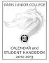 Book: Paris Junior College Calendar and Student Handbook: 2012-2013