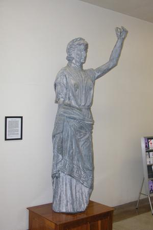 Primary view of object titled 'Statue of Justice that formerly adorned the Comanche County Courthouse'.