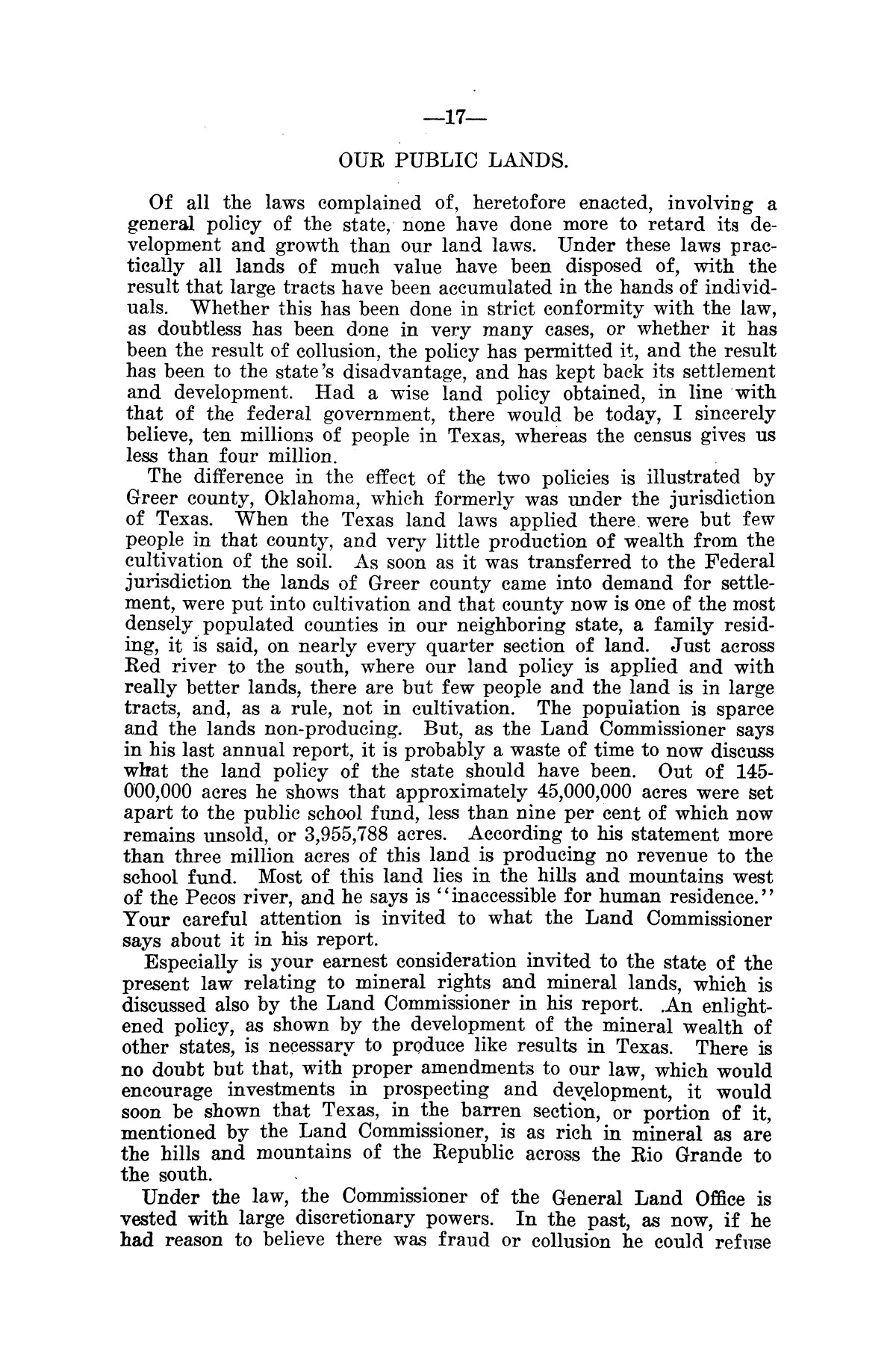 Message of Governor O. B. Colquitt to the thirty-second legislature of Texas.
                                                
                                                    [Sequence #]: 17 of 24
                                                