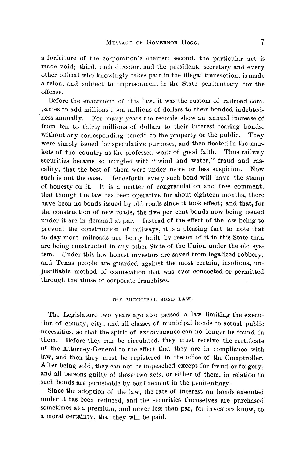 Message of Governor James S. Hogg to the twenty-fourth legislature of Texas
                                                
                                                    [Sequence #]: 7 of 48
                                                