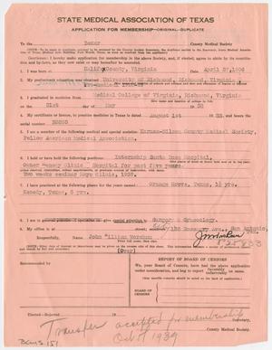 Primary view of object titled '[Medical Association Application: John William Worsham, MD]'.