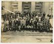 Photograph: [Large Group of Men in Front of Building]