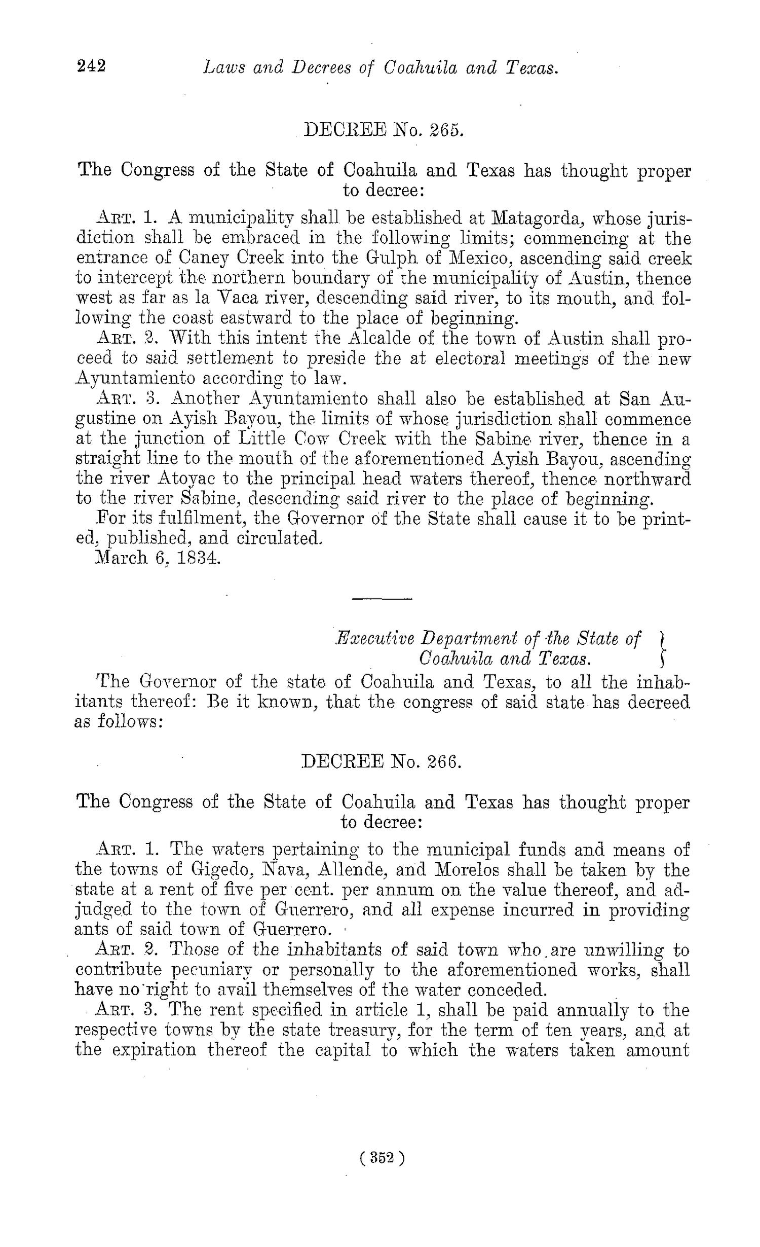 The Laws of Texas, 1822-1897 Volume 1
                                                
                                                    352
                                                