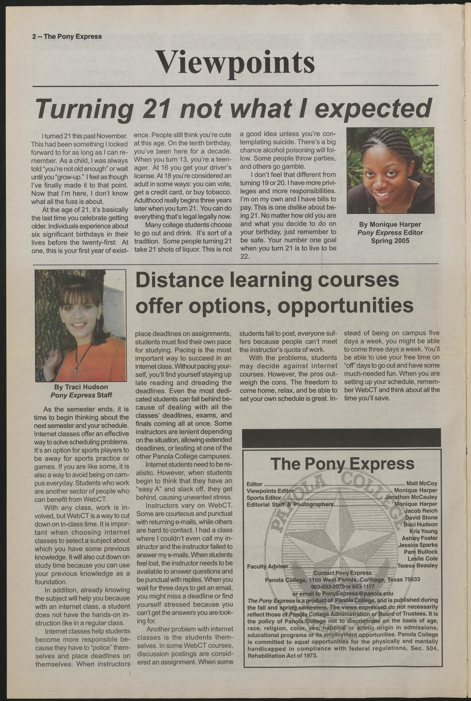 The Pony Express (Carthage, Tex.), Vol. 56, No. 5, Ed. 1 Wednesday, December 14, 2005
                                                
                                                    [Sequence #]: 2 of 8
                                                