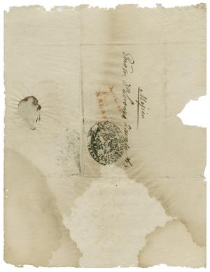 Primary view of object titled '[Envelope of letter from Govenor of Veracruz to Zavala]'.