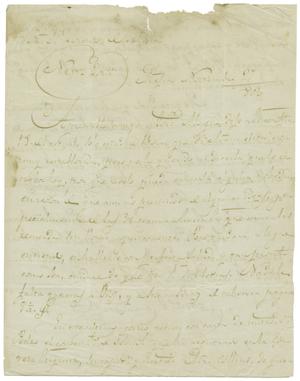 Primary view of object titled '[Letter from Casanueva to Zavala, November 27, 1830]'.