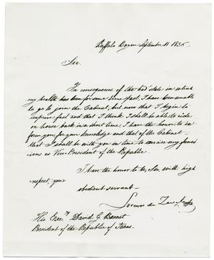 Primary view of object titled '[Letter from Lorenzo de Zavala to David G. Burnet, September 11, 1836]'.