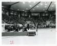 Photograph: [Photograph of Don Morris Speaking in Moody Coliseum]