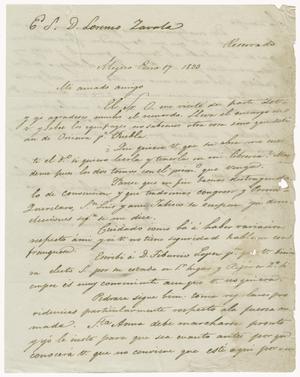 Primary view of object titled '[Letter from Mexia to Zavala, January 17, 1833]'.