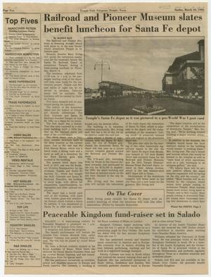 [Newspaper Article: Railroad and Pioneer Museum slates benefit luncheon for Santa Fe depot]