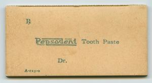 Primary view of object titled '[Notepad Advertising Pepsodent Tooth Paste]'.
