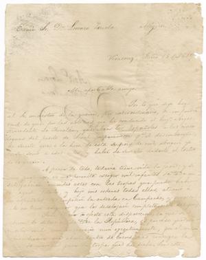 Primary view of object titled '[Letter from Santa Anna to Zavala, July 18, 1829]'.