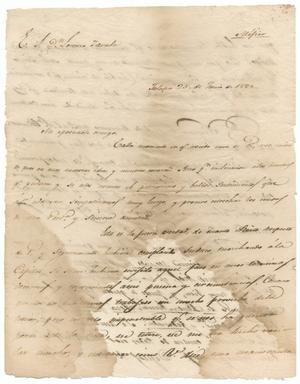 Primary view of object titled '[Letter from (Antonio Lopez de Santa Anna) to Lorenzo de Zavala, June 25, 1829]'.