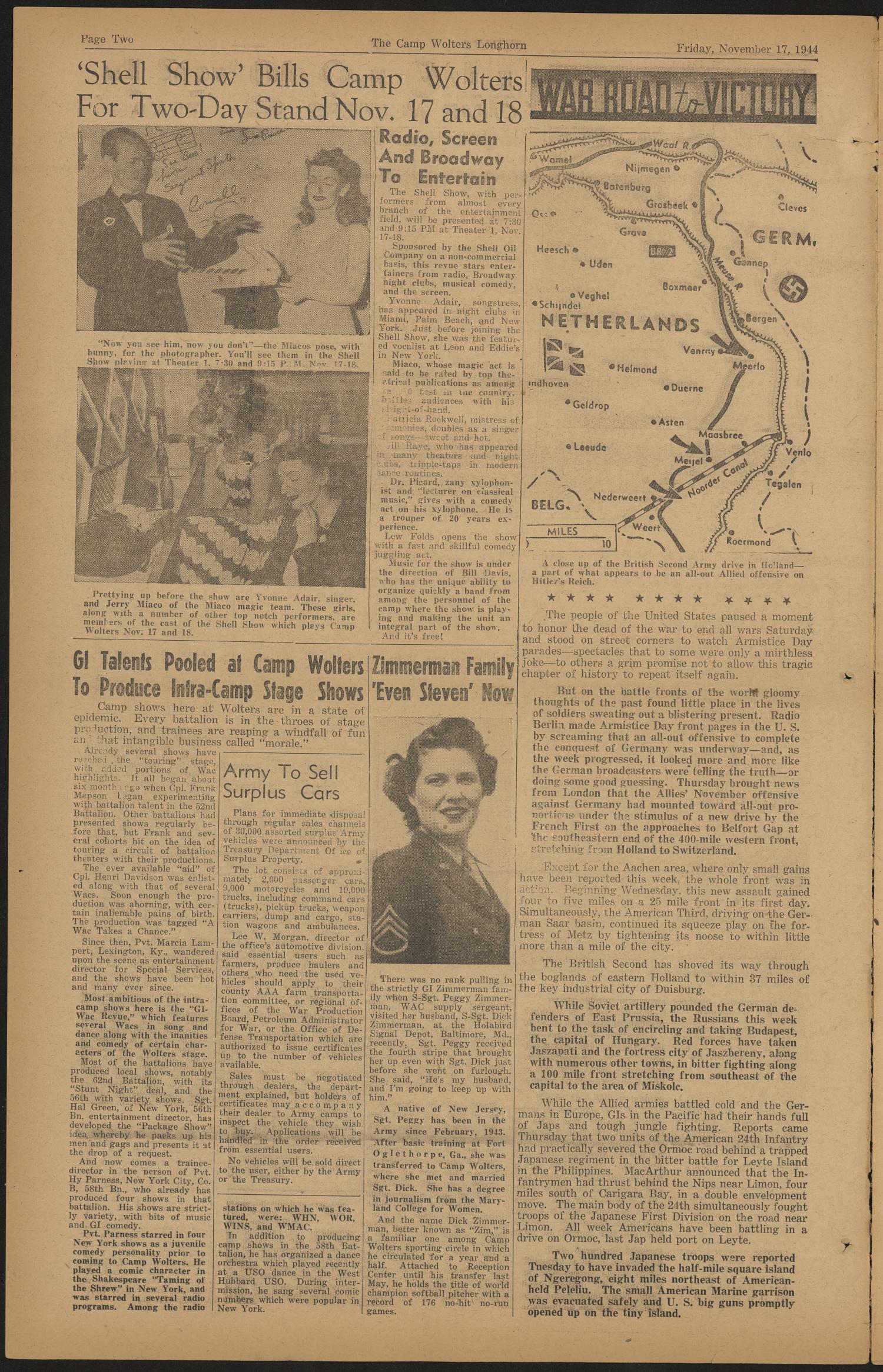 The Longhorn (Camp Wolters, Tex.), Vol. 4, No. 21, Ed. 1 Friday, November 17, 1944
                                                
                                                    [Sequence #]: 2 of 8
                                                