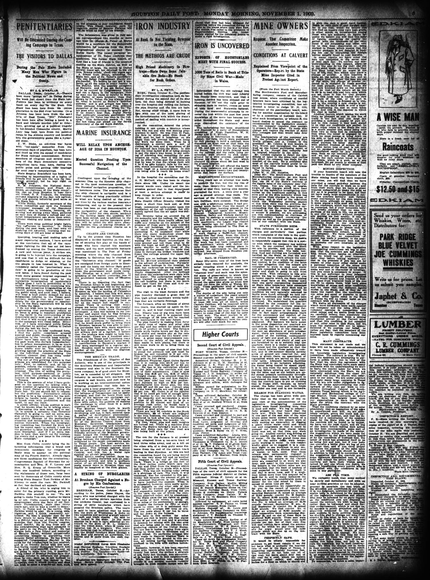 The Houston Post. (Houston, Tex.), Vol. 25, Ed. 1 Monday, November 1, 1909
                                                
                                                    [Sequence #]: 3 of 12
                                                