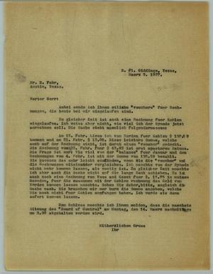 Primary view of object titled '[Letter to H. Fehr, March 3, 1927]'.