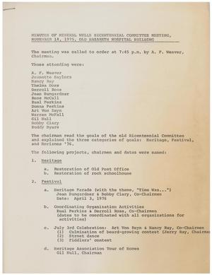 Primary view of object titled '[Partial Minutes: Mineral Wells Bicentennial Committee, November 18, 1975]'.