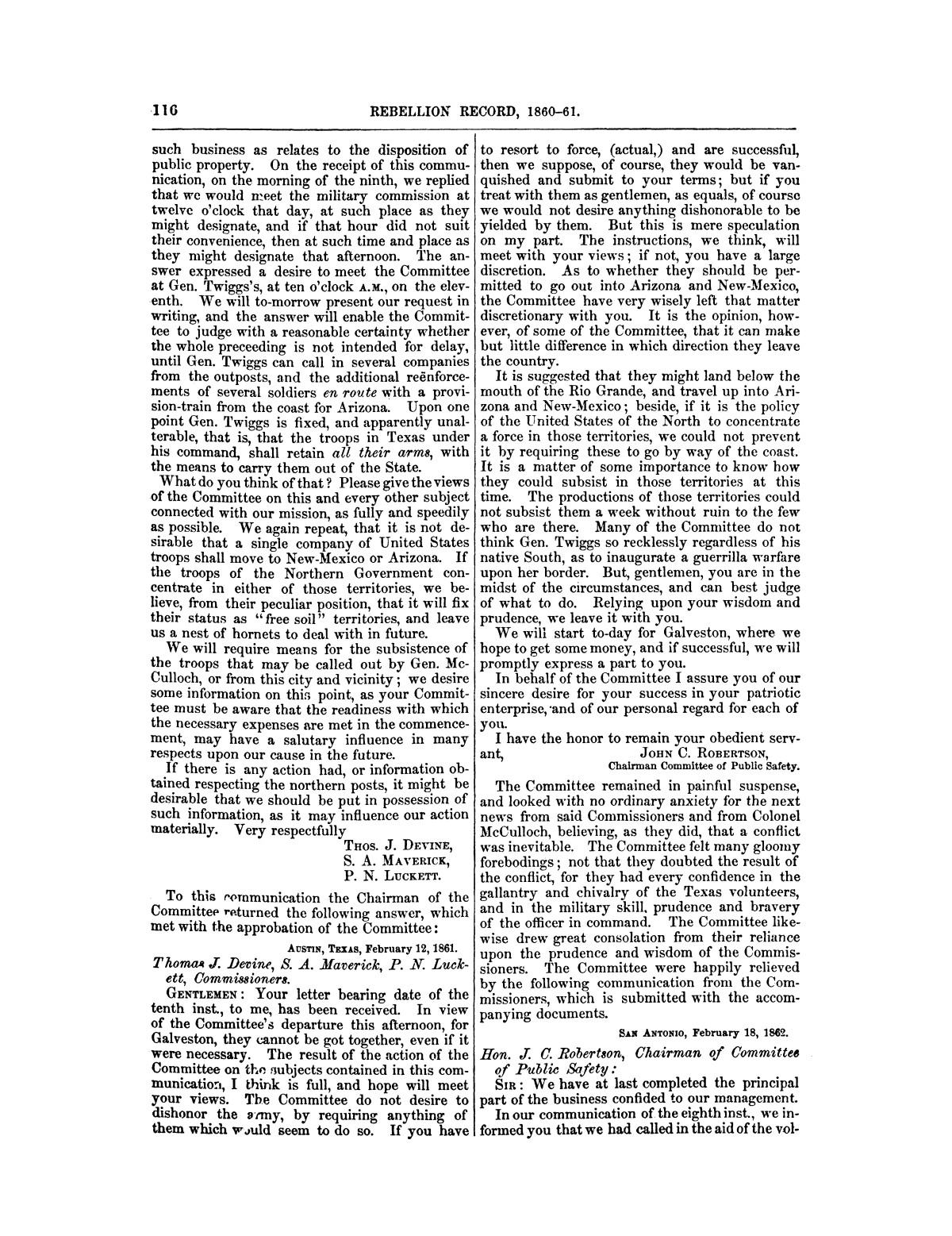 The treachery in Texas, the secession of Texas, and the arrest of the United States officers and soldiers serving in Texas. Read before the New-York Historical Society, June 25, 1861. By Major J. T. Sprague, U. S. A.
                                                
                                                    [Sequence #]: 10 of 36
                                                