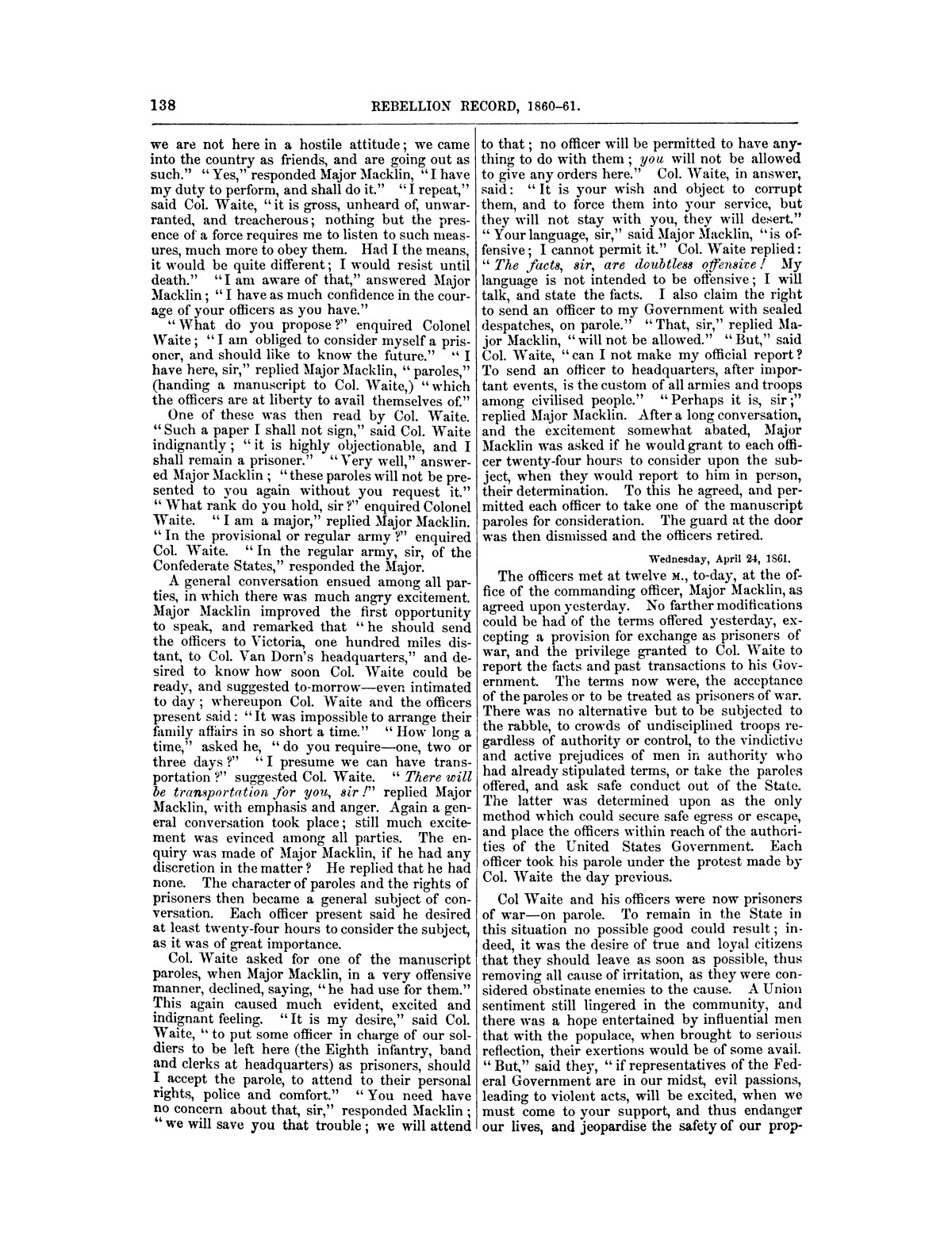 The treachery in Texas, the secession of Texas, and the arrest of the United States officers and soldiers serving in Texas. Read before the New-York Historical Society, June 25, 1861. By Major J. T. Sprague, U. S. A.
                                                
                                                    [Sequence #]: 32 of 36
                                                