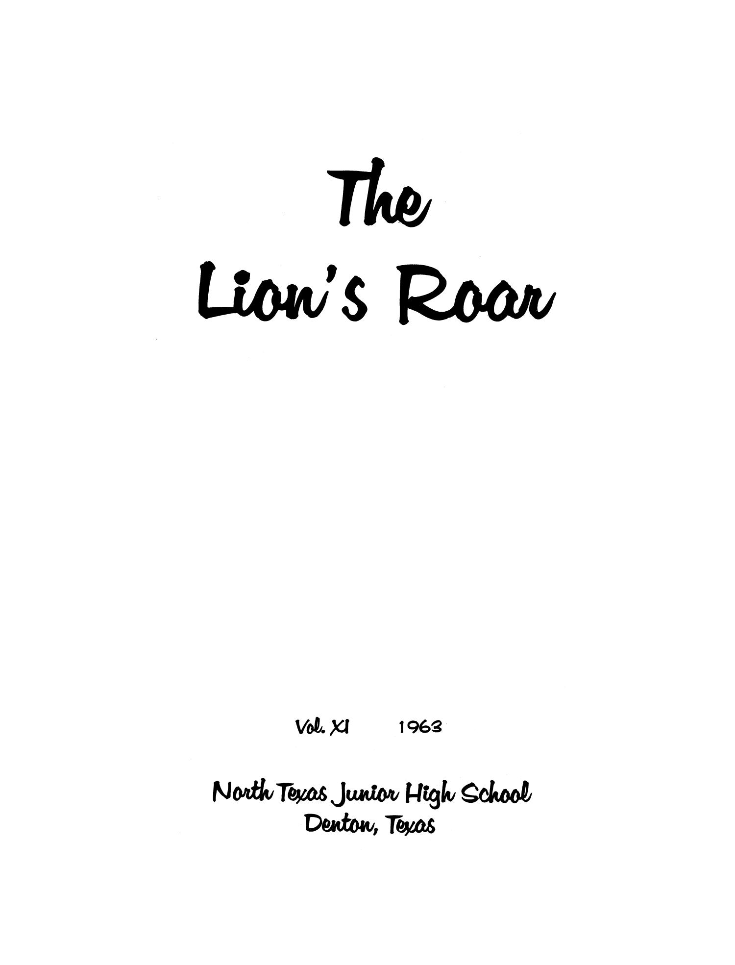 Lion's Roar, Yearbook of the North Texas Junior High School, 1963
                                                
                                                    1
                                                
