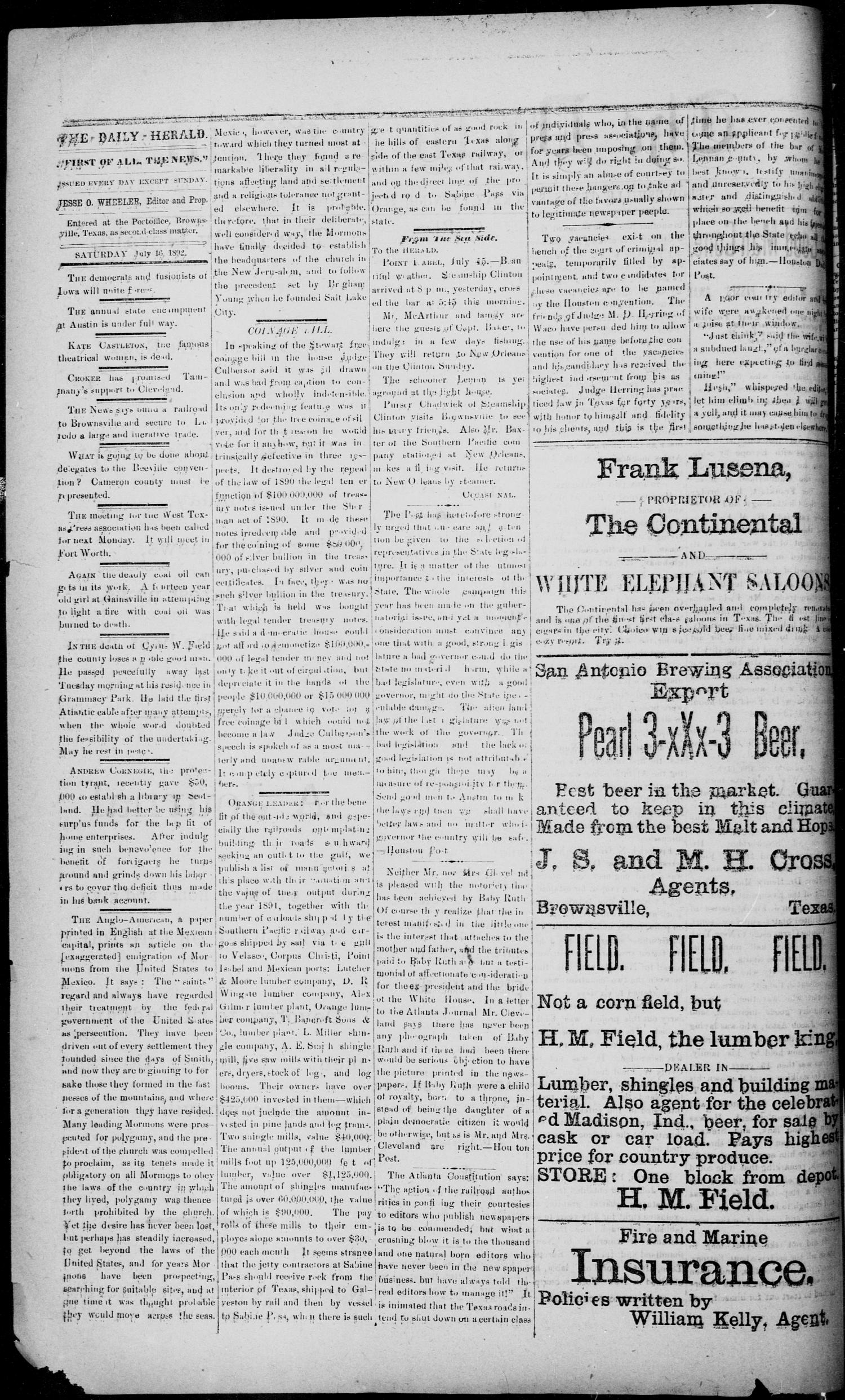 The Daily Herald (Brownsville, Tex.), Vol. 1, No. 12, Ed. 1, Saturday, July 16, 1892
                                                
                                                    [Sequence #]: 2 of 4
                                                